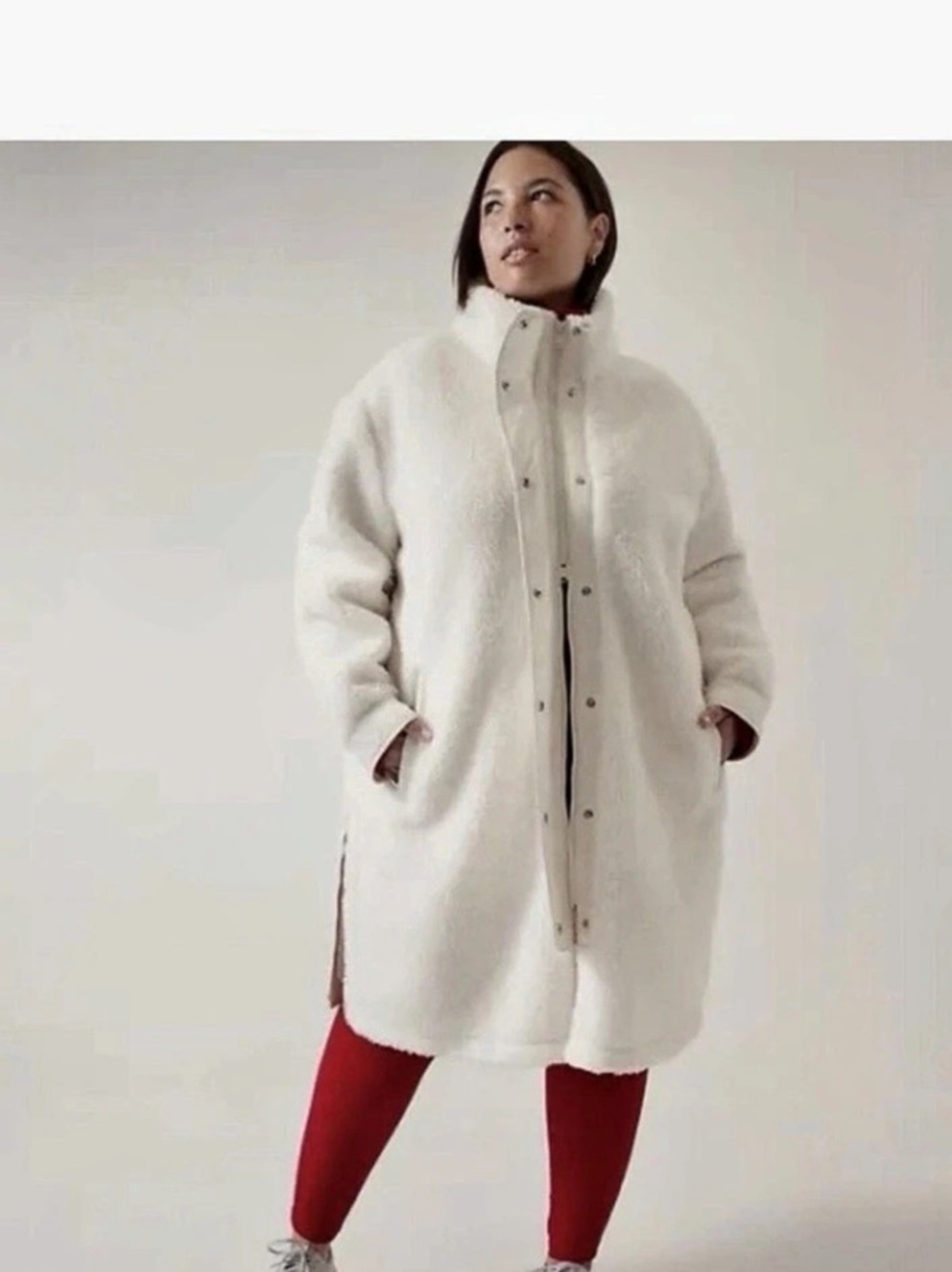Athleta Cozy Day Hybrid Coat Cream Size Large